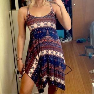 Blue and orange paisley dress